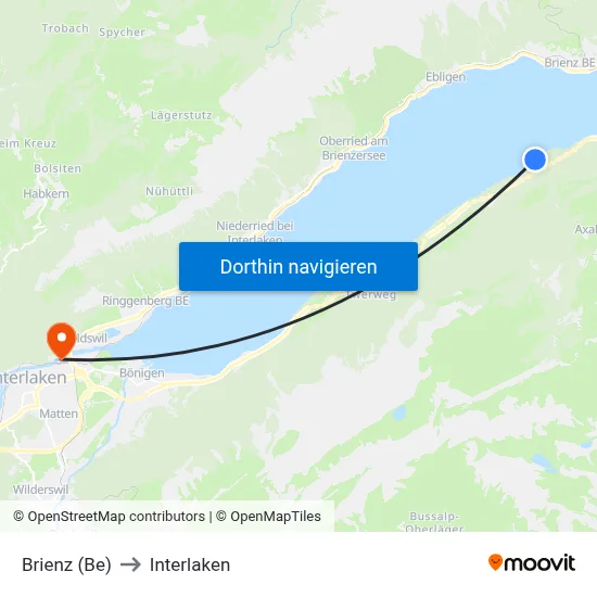 Brienz (Be) to Interlaken map