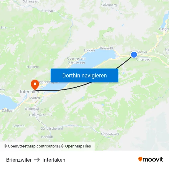 Brienzwiler to Interlaken map
