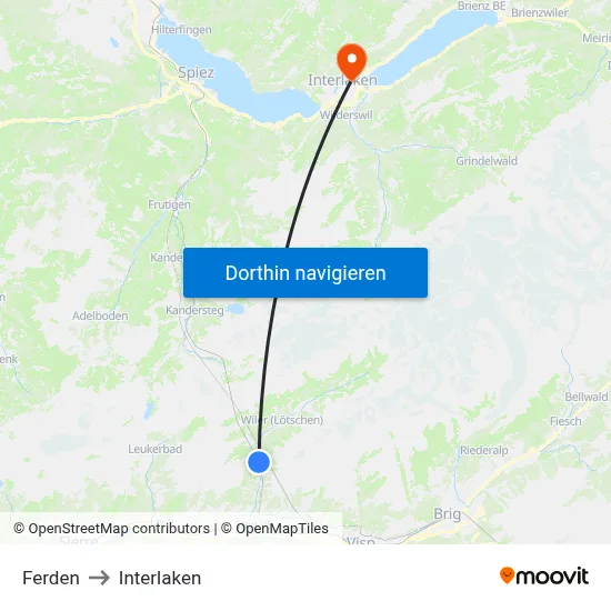 Ferden to Interlaken map
