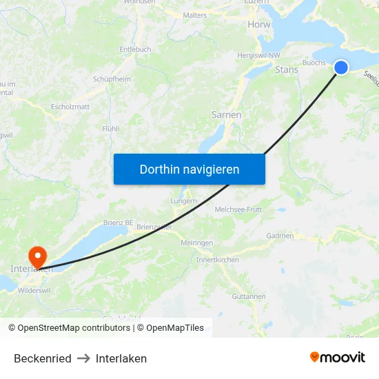Beckenried to Interlaken map