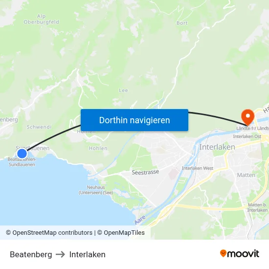 Beatenberg to Interlaken map