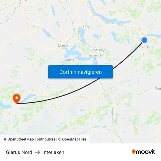 Glarus Nord to Interlaken map