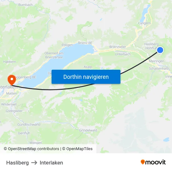 Hasliberg to Interlaken map