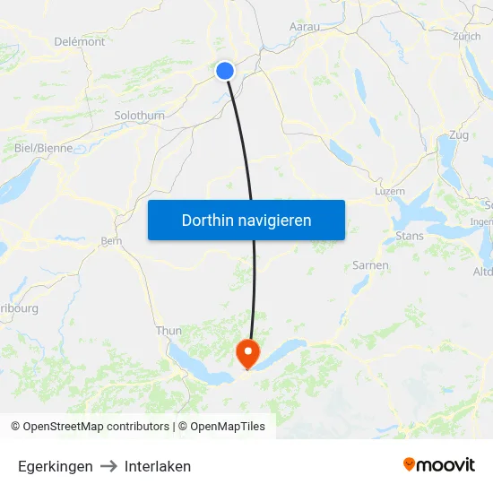 Egerkingen to Interlaken map