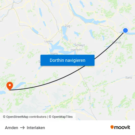 Amden to Interlaken map