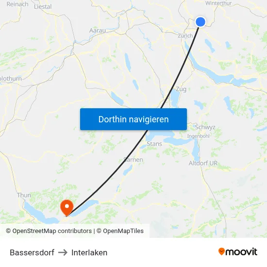 Bassersdorf to Interlaken map