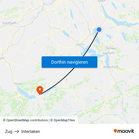 Zug to Interlaken map