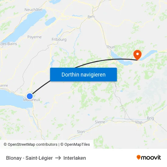Blonay - Saint-Légier to Interlaken map