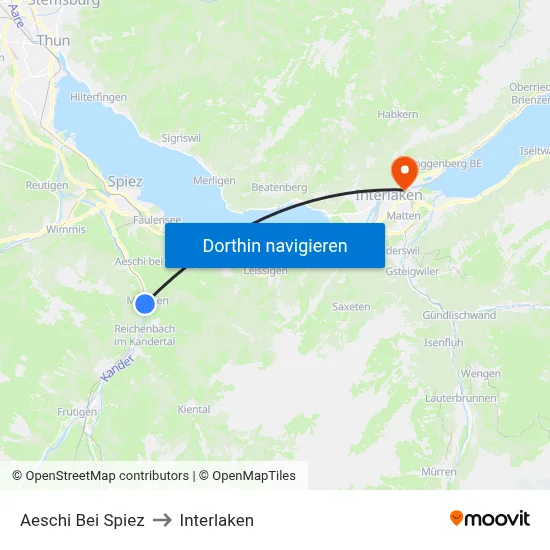 Aeschi Bei Spiez to Interlaken map