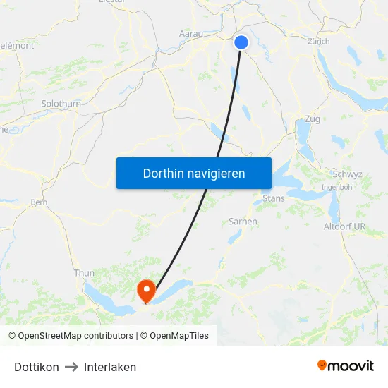 Dottikon to Interlaken map