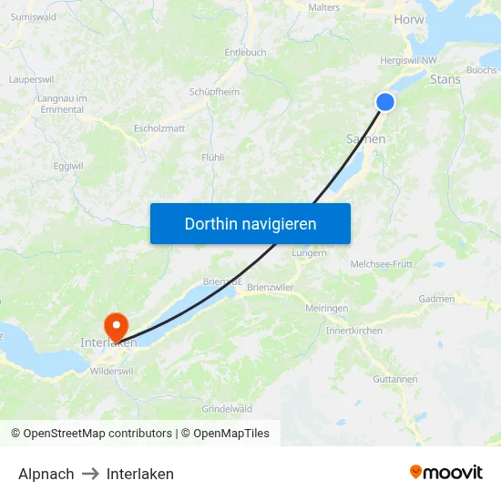 Alpnach to Interlaken map