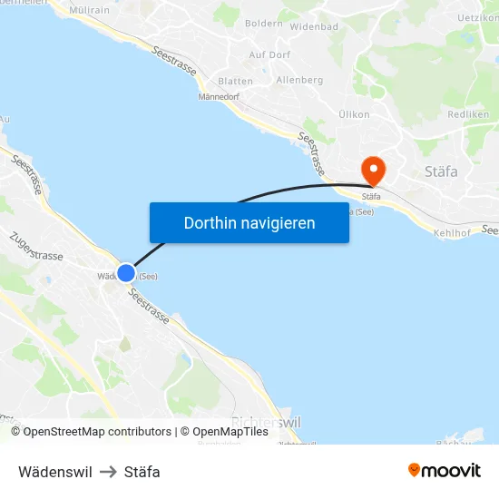 Wädenswil to Stäfa map