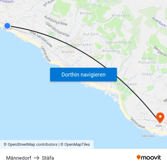 Männedorf to Stäfa map