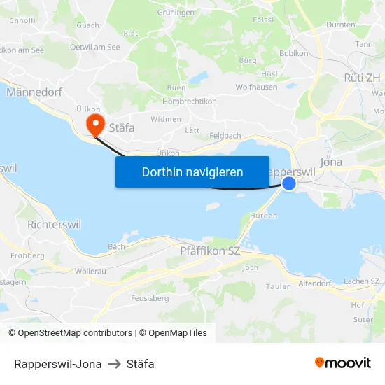 Rapperswil-Jona to Stäfa map