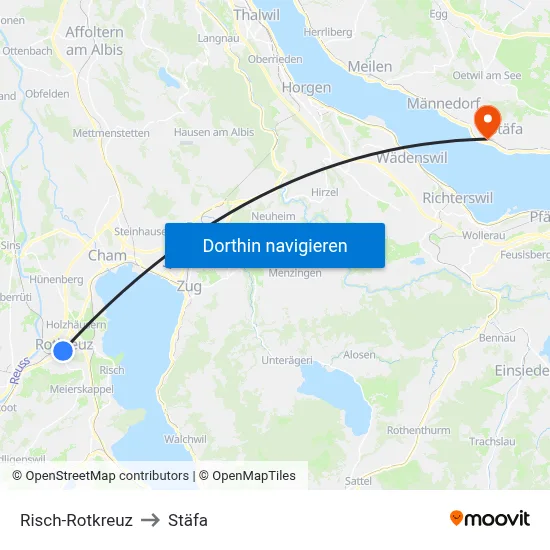 Risch-Rotkreuz to Stäfa map