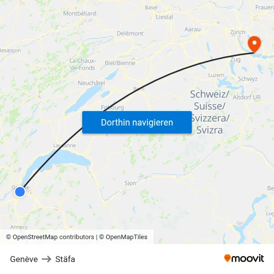 Genève to Stäfa map