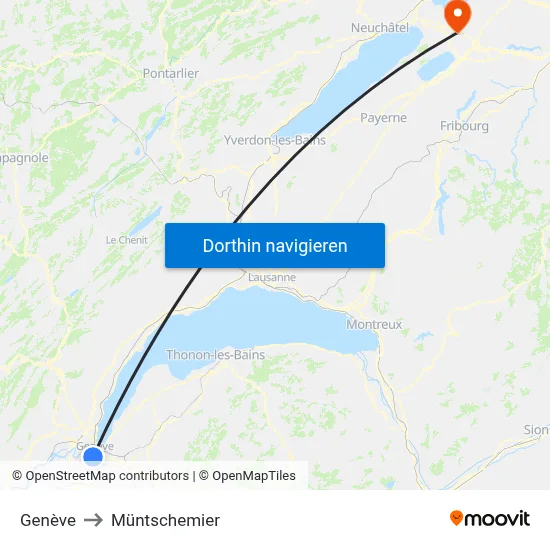 Genève to Müntschemier map