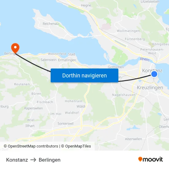 Konstanz to Berlingen map