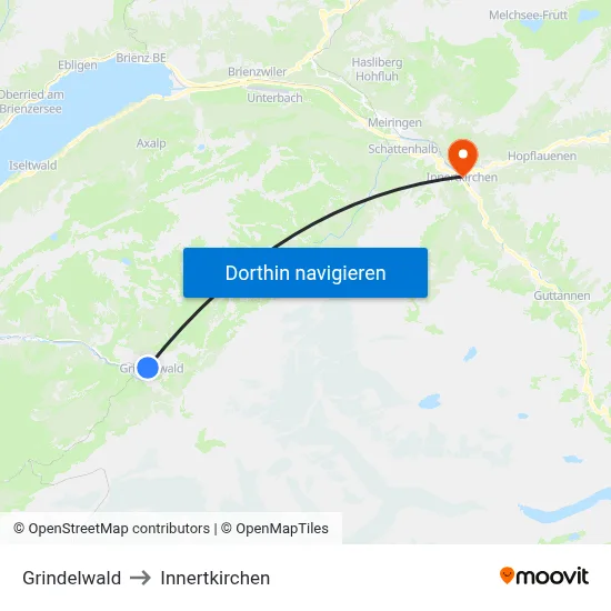 Grindelwald to Innertkirchen map