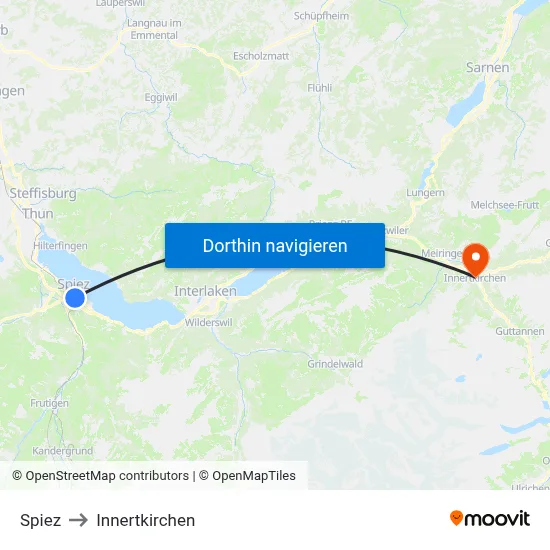 Spiez to Innertkirchen map