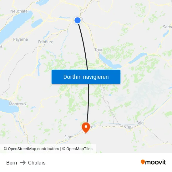 Bern to Chalais map