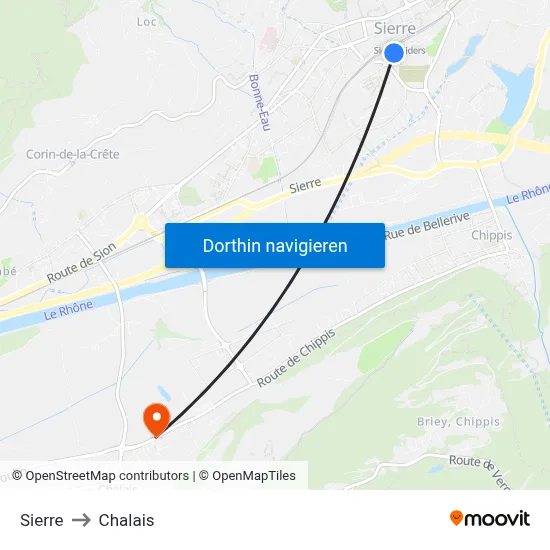 Sierre to Chalais map