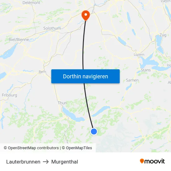Lauterbrunnen to Murgenthal map