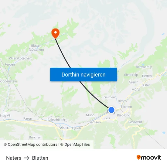 Naters to Blatten map
