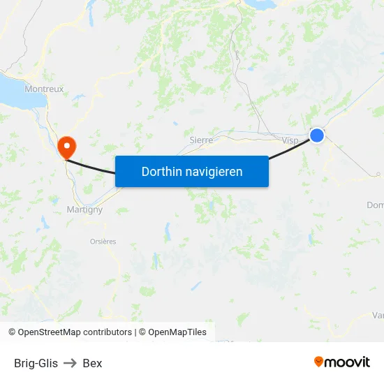 Brig-Glis to Bex map