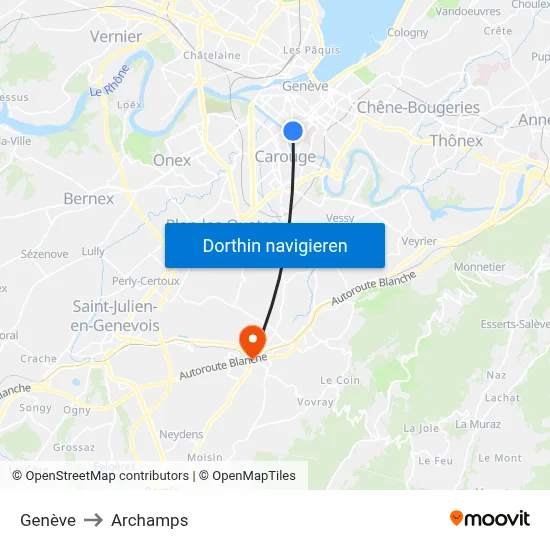 Genève to Archamps map