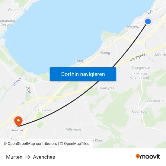 Murten to Avenches map