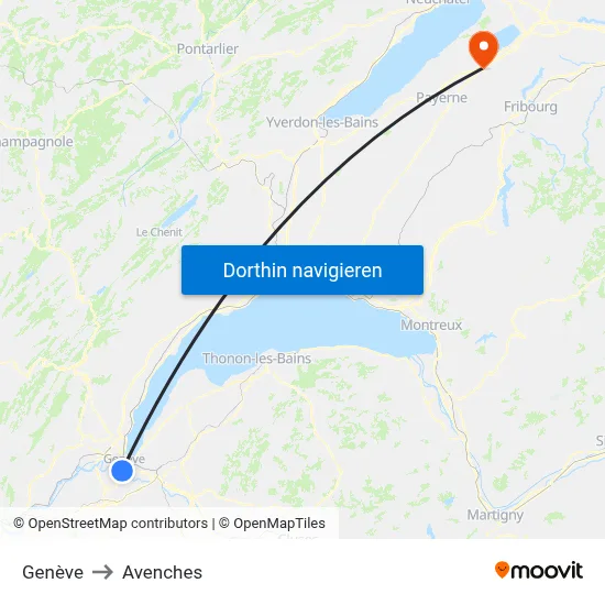 Genève to Avenches map