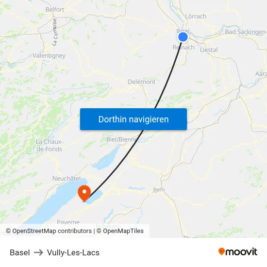 Basel to Vully-Les-Lacs map