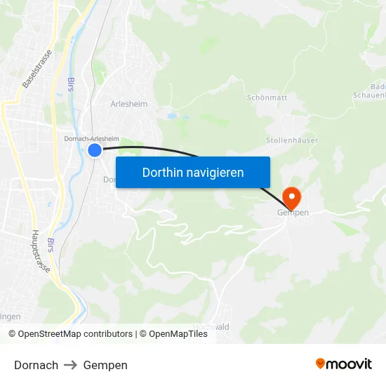 Dornach to Gempen map