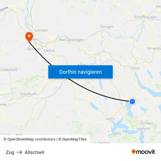 Zug to Allschwil map