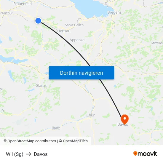 Wil (Sg) to Davos map