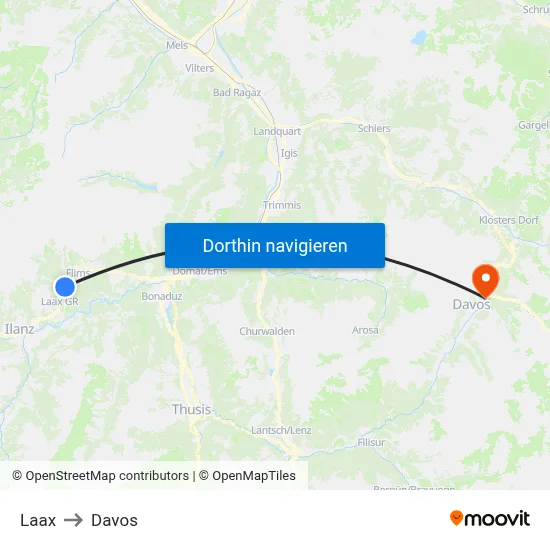 Laax to Davos map