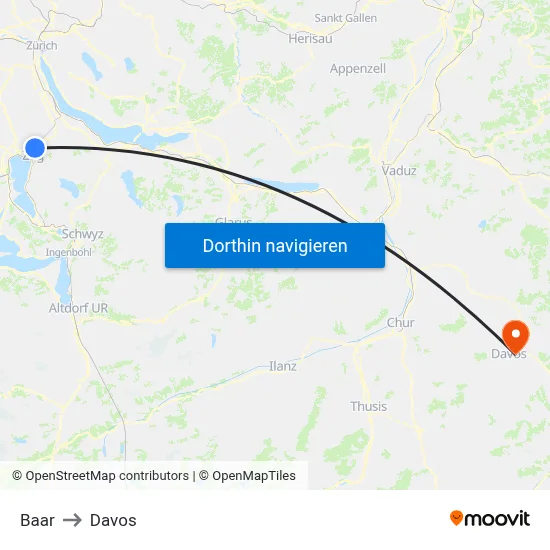 Baar to Davos map