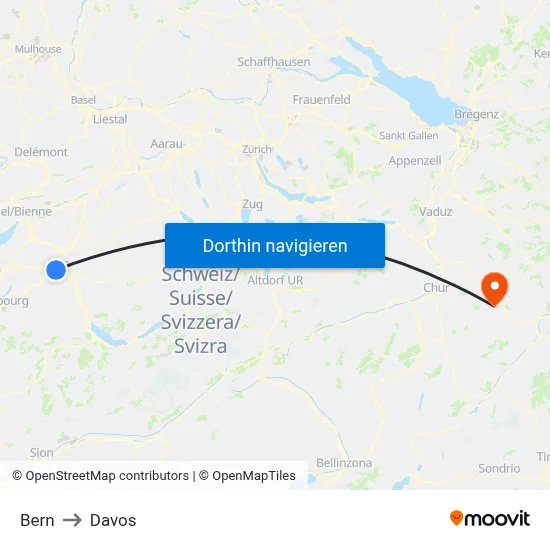 Bern to Davos map