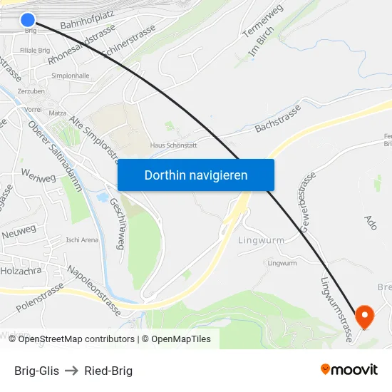 Brig-Glis to Ried-Brig map