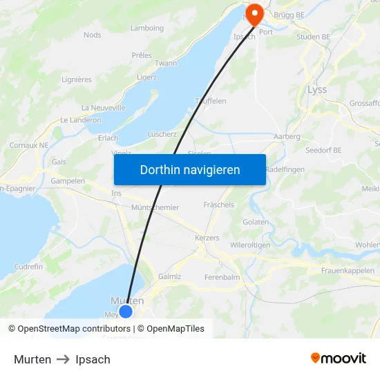 Murten to Ipsach map