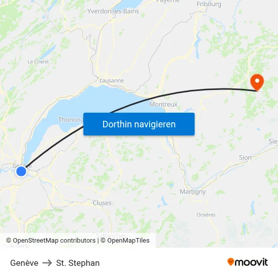 Genève to St. Stephan map