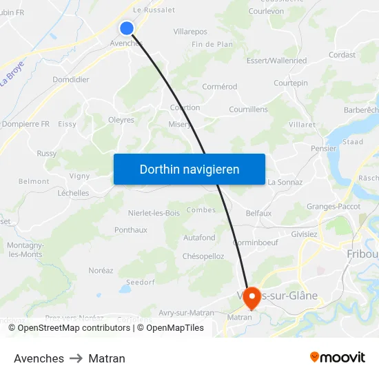 Avenches to Matran map