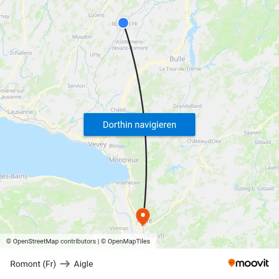 Romont (Fr) to Aigle map