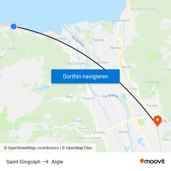 Saint-Gingolph to Aigle map