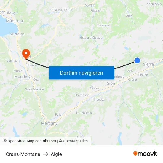 Crans-Montana to Aigle map