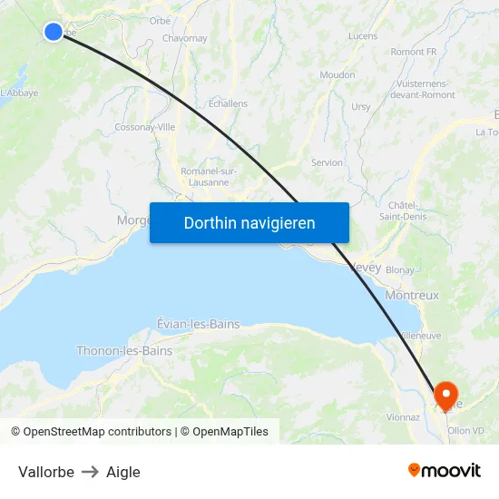 Vallorbe to Aigle map