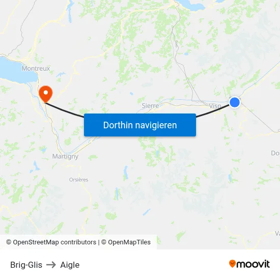 Brig-Glis to Aigle map