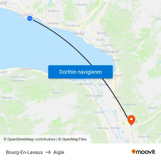 Bourg-En-Lavaux to Aigle map