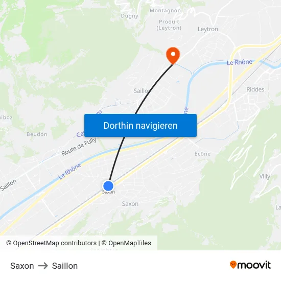 Saxon to Saillon map